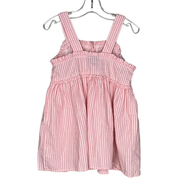 Calvin Klein Jeans Dress Girls 6X Pink White Stripe Seersucker Fit Flare Ruffles - Picture 2 of 5